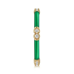 Outlet Gabriel & Co. Enamel - 14K Yellow Gold Diamond Station Stackable with Chrome Green Enamel