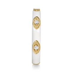 Discount Gabriel & Co. Enamel - 14K Yellow Gold Diamond Split Stackable with White Enamel
