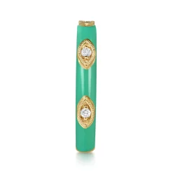 Sale Gabriel & Co. Enamel - 14K Yellow Gold Diamond Split Stackable with Mint Green Enamel