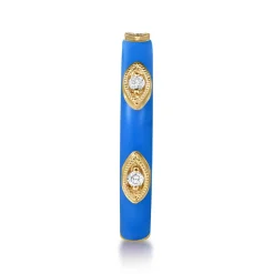 Best Gabriel & Co. Enamel - 14K Yellow Gold Diamond Split Stackable with Blue Enamel