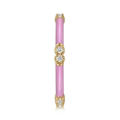 Discount Gabriel & Co. Enamel - 14K Yellow Gold Diamond Station Stackable with Millenial Pink Enamel