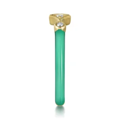 Online Gabriel & Co. Enamel - 14K Yellow Gold Diamond Split Stackable with Mint Green Enamel