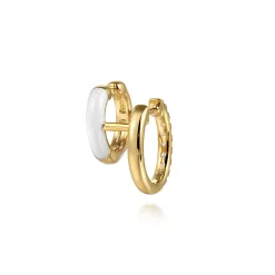 New Gabriel & Co. Enamel - 14K Yellow Gold Diamond Stuggeis with White Enamel