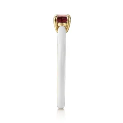 Clearance Gabriel & Co. Enamel - 14K Yellow Gold Garnet Cocktail Stackable with White Enamel