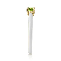 Sale Gabriel & Co. Enamel - 14K Yellow Gold Peridot Cocktail Stackable with White Enamel