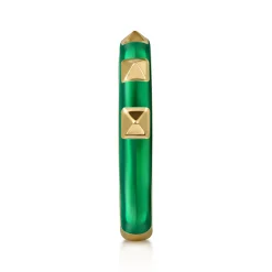 Hot Gabriel & Co. Enamel - 14K Yellow Gold Pyramid Stackable with Chrome Green Enamel