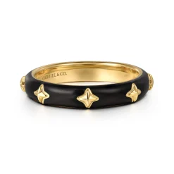 Sale Gabriel & Co. Enamel - 14K Yellow Gold Star Split Stackable with Black Enamel