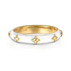 Best Gabriel & Co. Enamel - 14K Yellow Gold Star Split Stackable with White Enamel