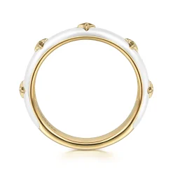 Best Gabriel & Co. Enamel - 14K Yellow Gold Star Split Stackable with White Enamel