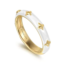 Best Gabriel & Co. Enamel - 14K Yellow Gold Star Split Stackable with White Enamel