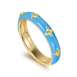Outlet Gabriel & Co. Enamel - 14K Yellow Gold Star Split Stackable with Dusk Blue Enamel