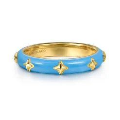Outlet Gabriel & Co. Enamel - 14K Yellow Gold Star Split Stackable with Dusk Blue Enamel