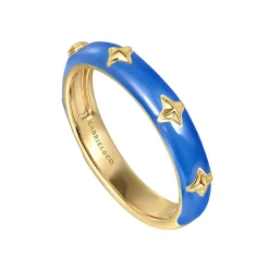 Hot Gabriel & Co. Enamel - 14K Yellow Gold Star Split Stackable with Blue Enamel