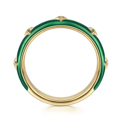 Discount Gabriel & Co. Enamel - 14K Yellow Gold Star Split Stackable with Chrome Green Enamel