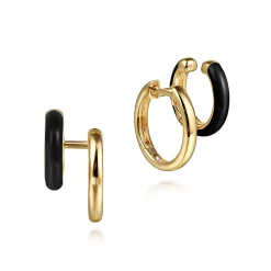 Hot Gabriel & Co. Enamel - 14K Yellow Gold Stuggeis with Black Enamel