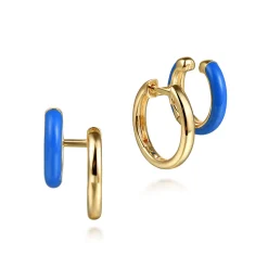 Discount Gabriel & Co. Enamel - 14K Yellow Gold Stuggeis with Blue Enamel