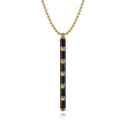 Clearance Gabriel & Co. Enamel - 14K Yellow Gold Vertical Bar Necklace with Black Enamel