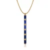 Gabriel & Co. Enamel - 14K Yellow Gold Vertical Bar Necklace with Chrome Blue Enamel