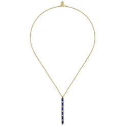 Gabriel & Co. Enamel - 14K Yellow Gold Vertical Bar Necklace with Chrome Blue Enamel