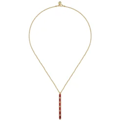 Best Gabriel & Co. Enamel - 14K Yellow Gold Vertical Bar Necklace with Chrome Red Enamel