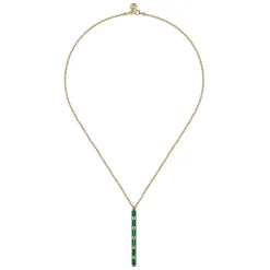 Sale Gabriel & Co. Enamel - 14K Yellow Gold Vertical Bar Necklace with Chrome Green Enamel