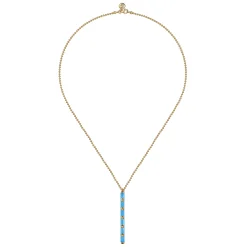 New Gabriel & Co. Enamel - 14K Yellow Gold Vertical Bar Necklace with Dusk Blue Enamel