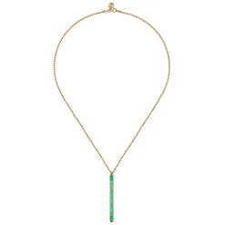 New Gabriel & Co. Enamel - 14K Yellow Gold Vertical Bar Necklace with Mint Green Enamel