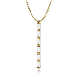 Gabriel & Co. Enamel - 14K Yellow Gold Vertical Bar Necklace with White Enamel