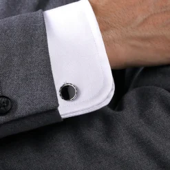 Best Gabriel & Co. Enamel - 925 Sterling Silver Cufflinks with Black Enamel