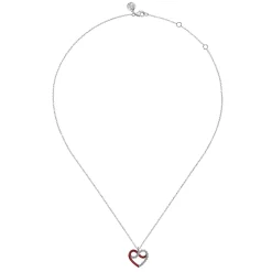New Gabriel & Co. Enamel - 925 Sterling Silver Heart Pendant Necklace with Chrome Red Enamel