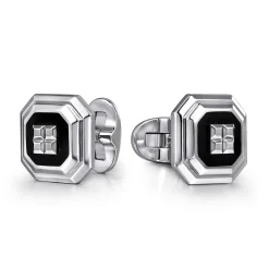 Outlet Gabriel & Co. Enamel - Sterling Silver Square Cufflinks With Black Enamel