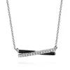 Best Gabriel & Co. Enamel - 925 Sterling Silver White Sapphire Criss Cross Bar Necklace with Black Enamel