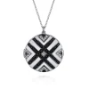 Online Gabriel & Co. Enamel - 925 Sterling Silver White Sapphire and Black Spinel with White Enamel Locket