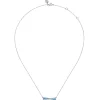 New Gabriel & Co. Enamel - 925 Sterling Silver White Sapphire Criss Cross Bar Necklace with Dusk Blue Enamel