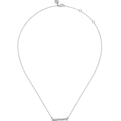 Outlet Gabriel & Co. Enamel - 925 Sterling Silver White Sapphire Criss Cross Bar Necklace with White Enamel