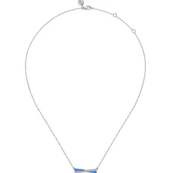 Best Gabriel & Co. Enamel - 925 Sterling Silver White Sapphire Criss Cross Bar Necklace with Blue Enamel