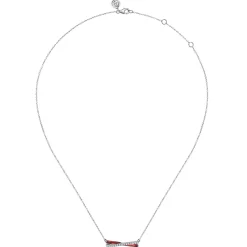 Discount Gabriel & Co. Enamel - 925 Sterling Silver White Sapphire Criss Cross Bar Necklace with Chrome Red Enamel