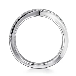 Clearance Gabriel & Co. Enamel - 925 Sterling Silver White Sapphire Criss Cross Stackable with White Enamel