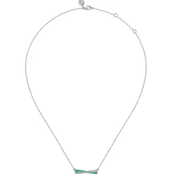 Outlet Gabriel & Co. Enamel - 925 Sterling Silver White Sapphire Criss Cross Bar Necklace with Mint Green Enamel