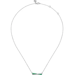 Best Gabriel & Co. Enamel - 925 Sterling Silver White Sapphire Criss Cross Bar Necklace with Emerald Green Enamel