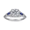 Online Gabriel & Co. Enchanted - Vintage Inspired 14K White Gold Round Three Stone Sapphire and Diamond Engagement Ring