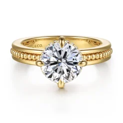 Outlet Gabriel & Co. Eniko - 14K Yellow Gold Compass Prong Round Diamond Engagement Ring