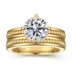 Outlet Gabriel & Co. Eniko - 14K Yellow Gold Compass Prong Round Diamond Engagement Ring