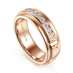 Discount Gabriel & Co. Enzo - 14K Rose Gold Diamond Men's Wedding Ring in Sand Blast Finish