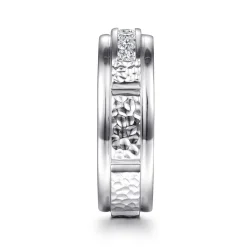 Outlet Gabriel & Co. Enzo - 14K White Gold Diamond Men's Wedding Ring in Sand Blast Finish