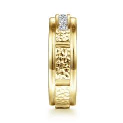 Best Gabriel & Co. Enzo - 14K Yellow Gold Diamond Men's Wedding Ring in Sand Blast Finish