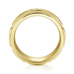 Best Gabriel & Co. Enzo - 14K Yellow Gold Diamond Men's Wedding Ring in Sand Blast Finish