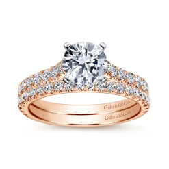 Best Gabriel & Co. Erica - 14K White-Rose Gold Round Diamond Engagement Ring