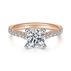 Best Gabriel & Co. Erica - 14K White-Rose Gold Round Diamond Engagement Ring
