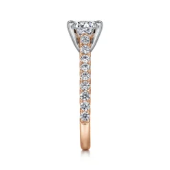 Best Gabriel & Co. Erica - 14K White-Rose Gold Round Diamond Engagement Ring